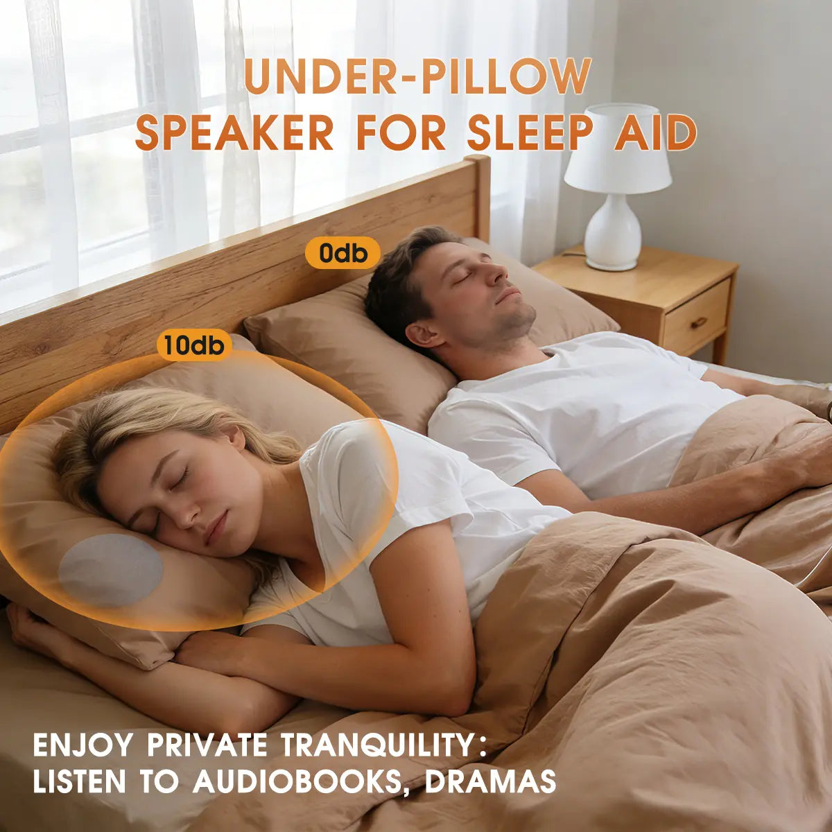Ultra Thin Bluetooth Pillow Speaker - Wireless Stereo, Compact Mini Device with White Noise Sleep Audio, Hands-Free for Music & Audiobooks, Compatible with Ios & Android, Wireless Stereo Speaker, Compact Mini Speakers