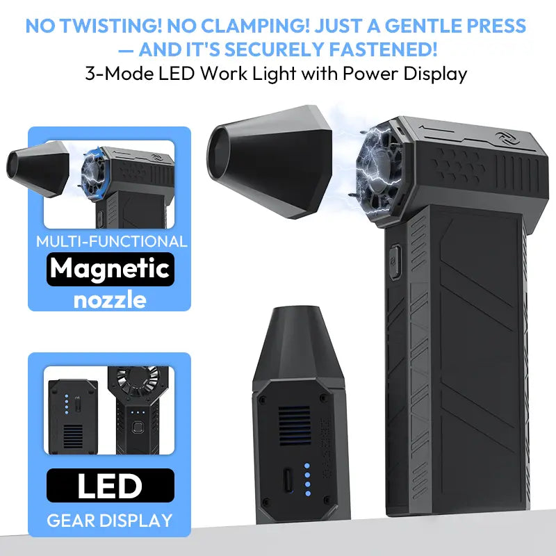 Trubo Jet Fan, Super Powerful Blower, 130, 000 RPM, Jet Mini Dry Blower, Portablehandheld Powerful Fan, Vortex Fan, for Car and Household Precision Electronicscleaning and Dust Removal.