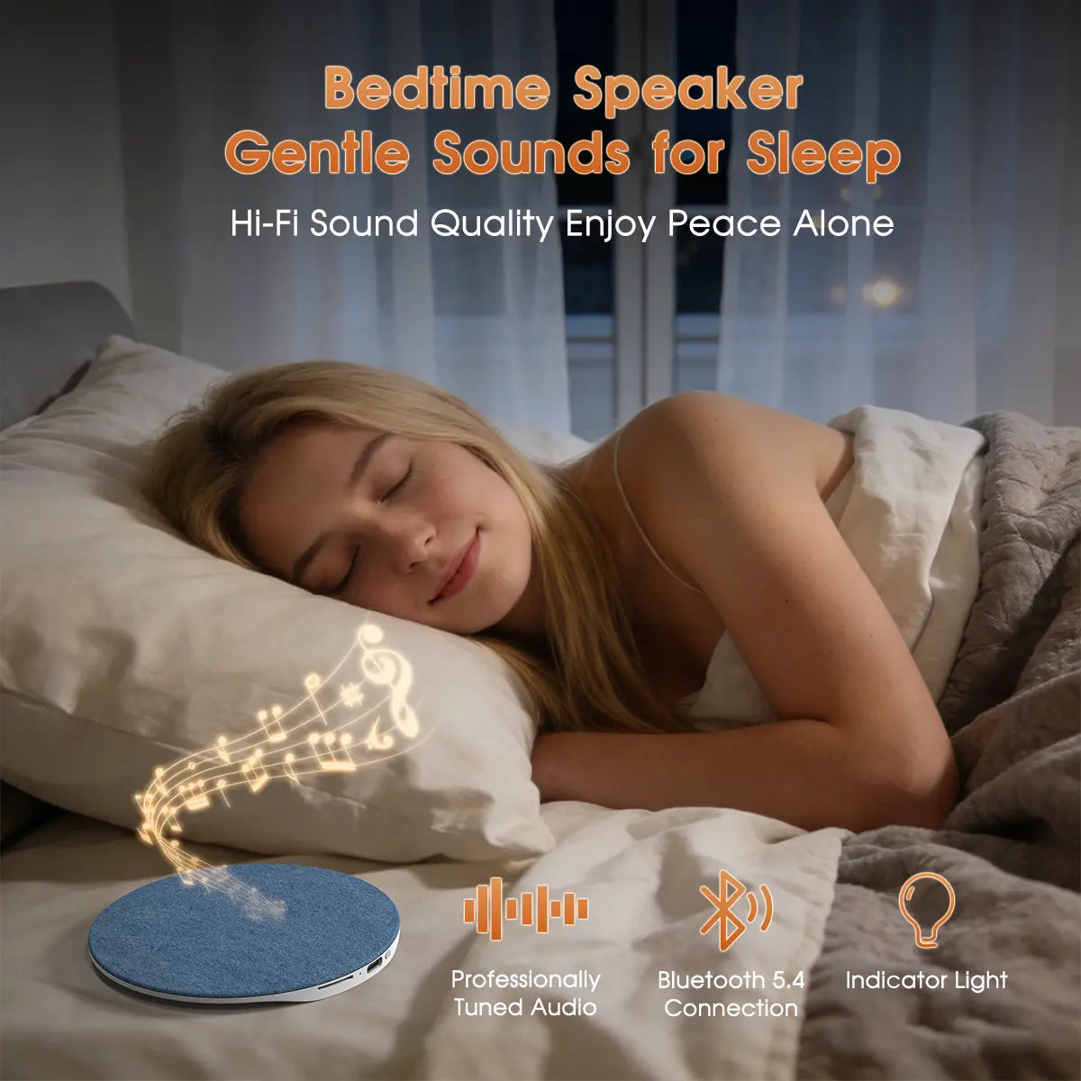 Ultra Thin Bluetooth Pillow Speaker - Wireless Stereo, Compact Mini Device with White Noise Sleep Audio, Hands-Free for Music & Audiobooks, Compatible with Ios & Android, Wireless Stereo Speaker, Compact Mini Speakers